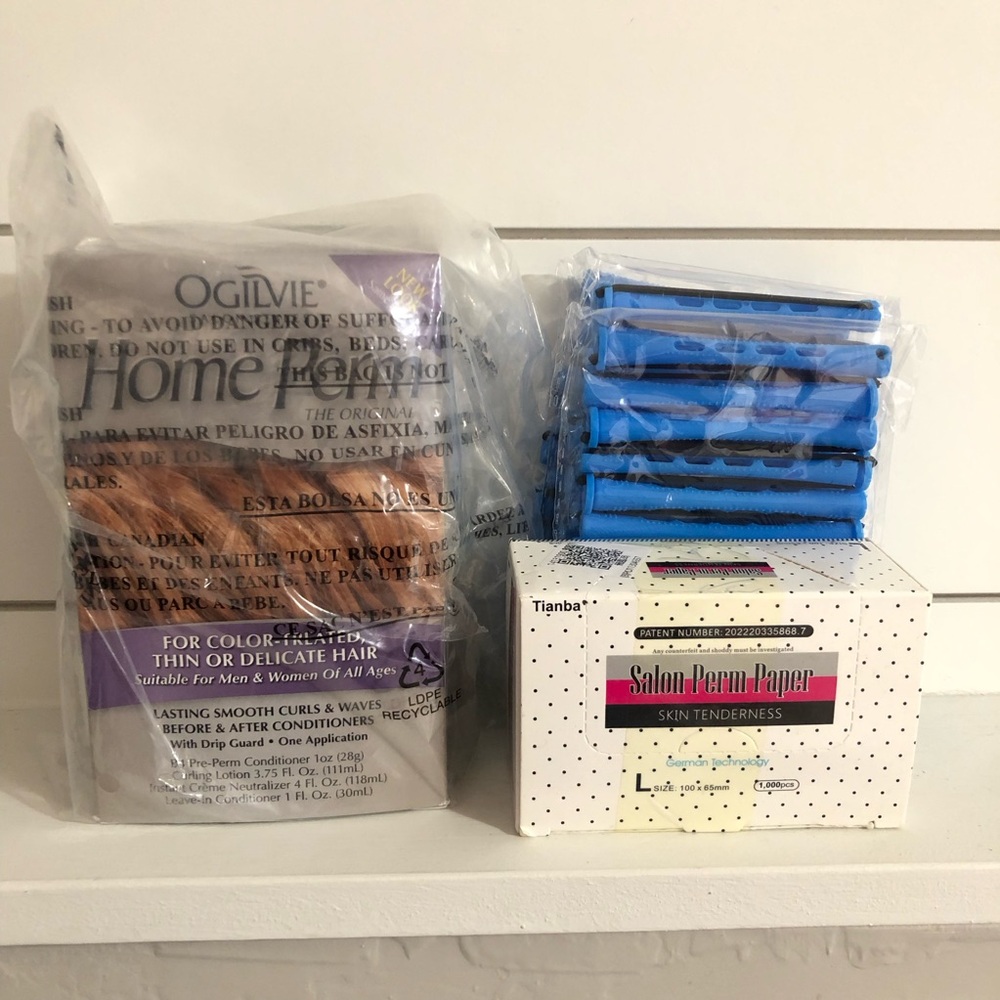 Ogilvie Home Perm Kit Salon Perm Paper Hair Perm Blue Rods women men